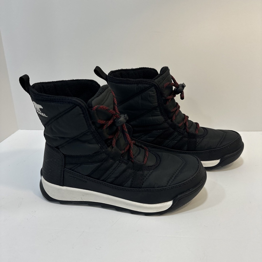 SOREL Youth Snow Commander Winter Boots Black Waterproof Kids Size US 2 / EUR 33
